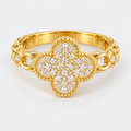 Gold-Tone Sparkling Clover Ring