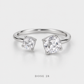 خاتم مفتوح بلون فضي وفصّين  Silver-Tone Two-Stone Open Ring