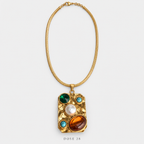 عقد الأحجار الملوّنة بلمسة لؤلؤية Multicolor Statement Pendant Necklace