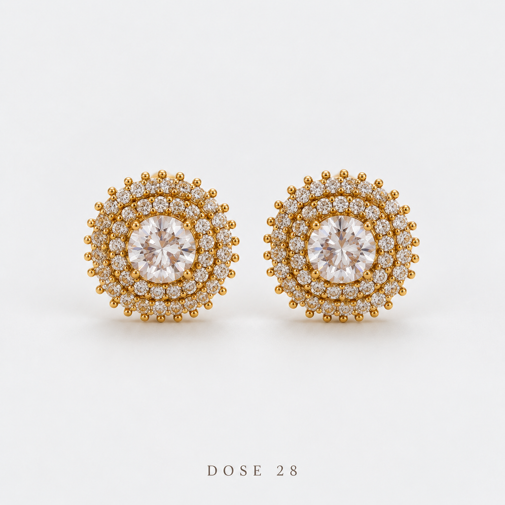 تراجي الهالة المزدوجة Double Halo Sparkle Stud Earrings