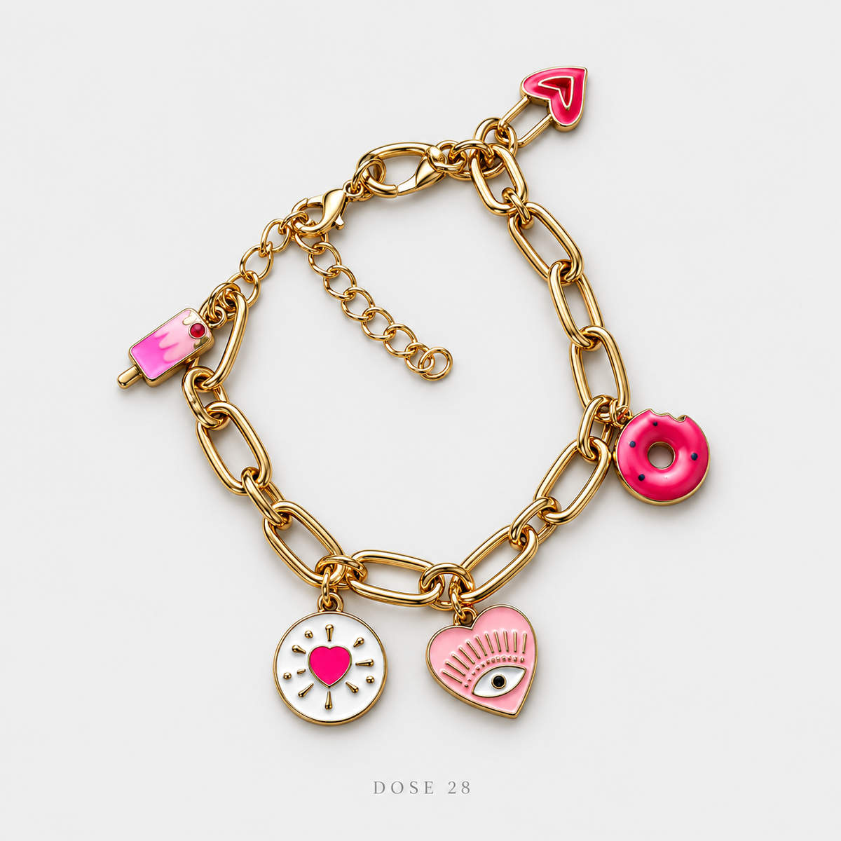 سوار التعليقات الوردية Pink Charm Bracelet