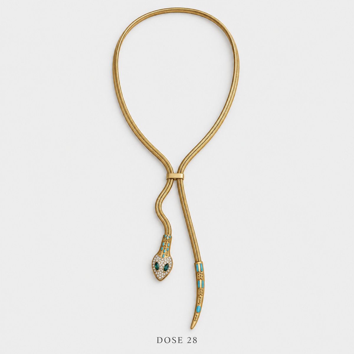 عقد الأفعى المرصّع بتفاصيل تركوازية Turquoise-Accent Snake Lariat Necklace
