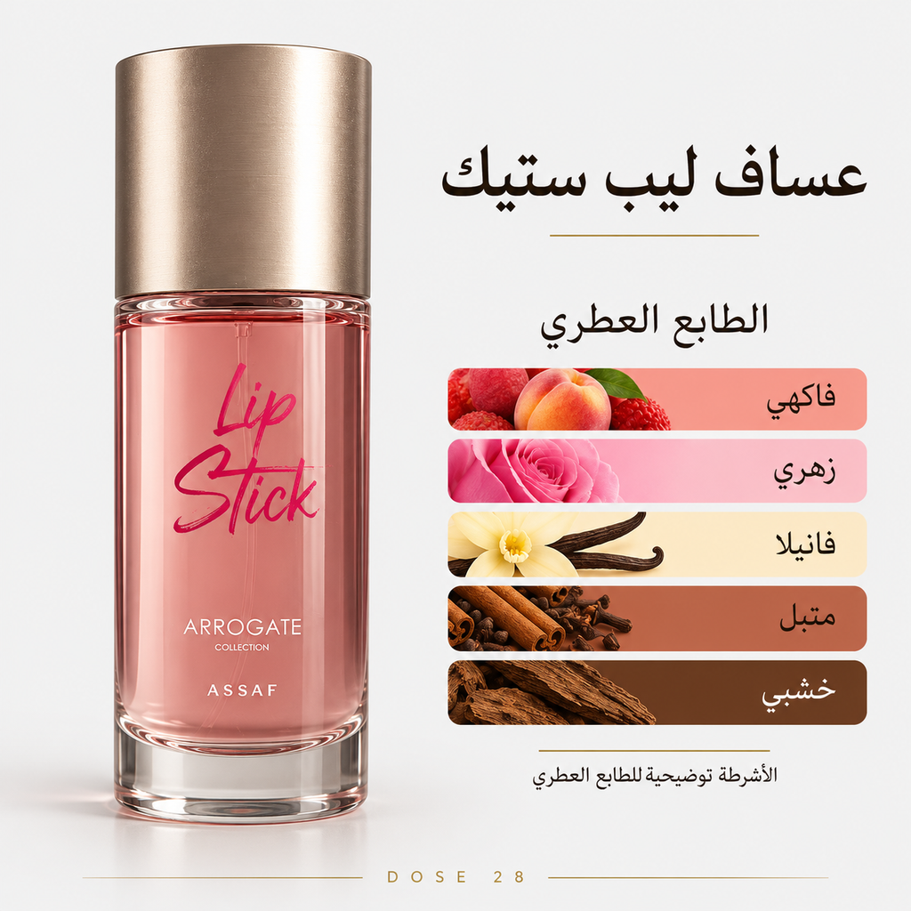 عطر عساف ليب ستيك – فواكه وأزهار بقاعدة فانيلا وخشب Assaf Lip Stick – Fruity Floral with Vanilla & Woods