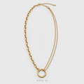 Mixed-Chain Circle Necklace Bracelet Set طقم الدائرة بالسلاسل المزدوجة