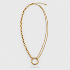 Mixed-Chain Circle Necklace Bracelet Set طقم الدائرة بالسلاسل المزدوجة