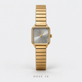 ساعة المينا الرمادي المستطيلة Gray Dial Rectangular Gold-Tone Watch