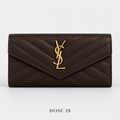 محفظة سان لوران طويلة بتصميم ظرف – بني غامق Saint Laurent Dark Brown Envelope Wallet