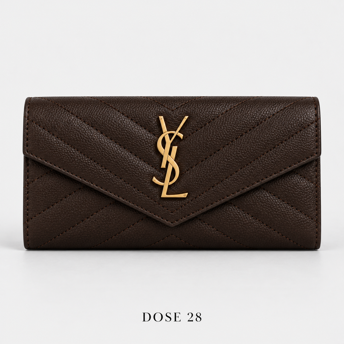 محفظة سان لوران طويلة بتصميم ظرف – بني غامق Saint Laurent Dark Brown Envelope Wallet