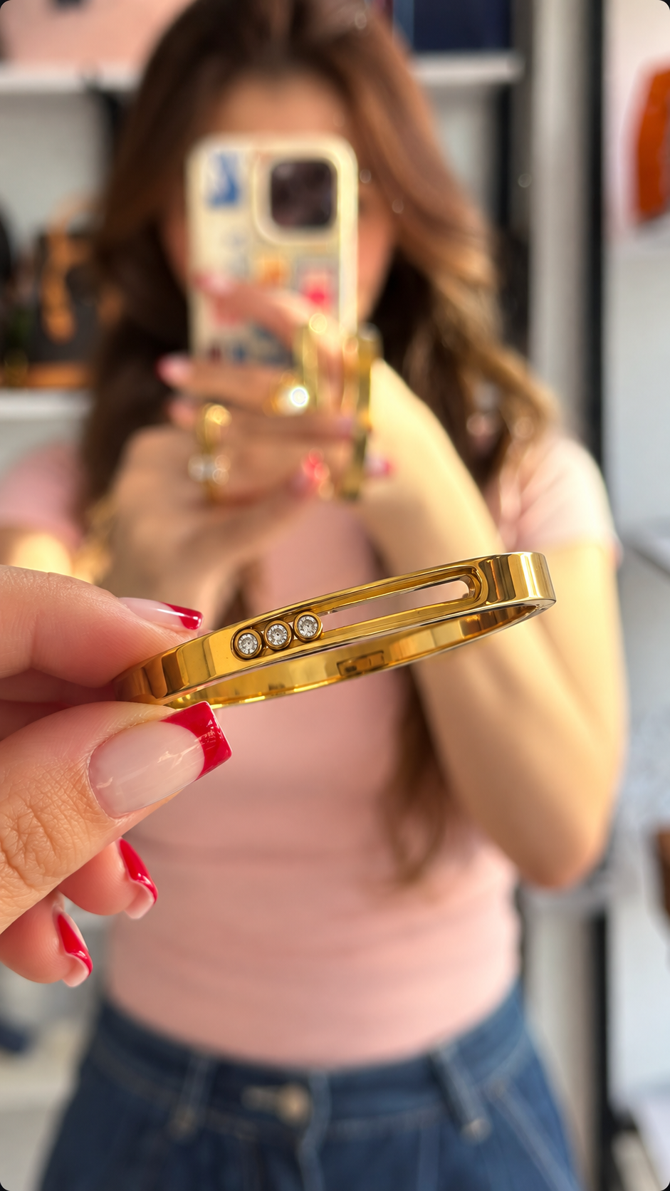 Three-Stone Gold-Tone Bangle   أسوارة الثلاث فصوص