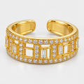 خاتم عريض بلون ذهبي وفصوص لامعة  Gold-Tone Wide Sparkling Ring