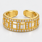 خاتم عريض بلون ذهبي وفصوص لامعة  Gold-Tone Wide Sparkling Ring