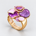 Gold-Tone Statement Ring with Purple and Pink Cluster Design خاتم بلون ذهبي بتصميم متداخل بدرجات البنفسجي والوردي