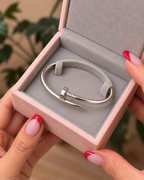 Silver-Tone Nail Bangle   أسوارة المسمار بلون فضي