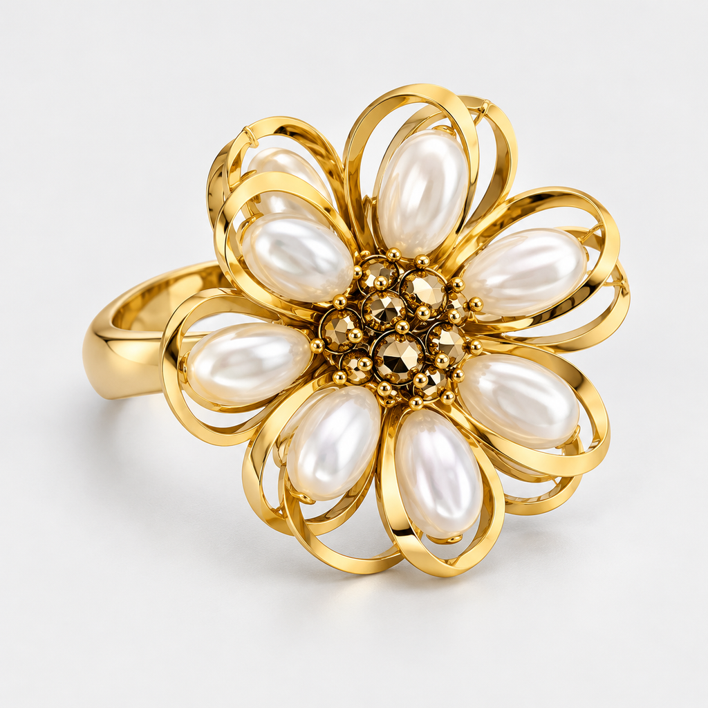 Pearl Bloom Statement Ring  محبس زهرة اللؤلؤ