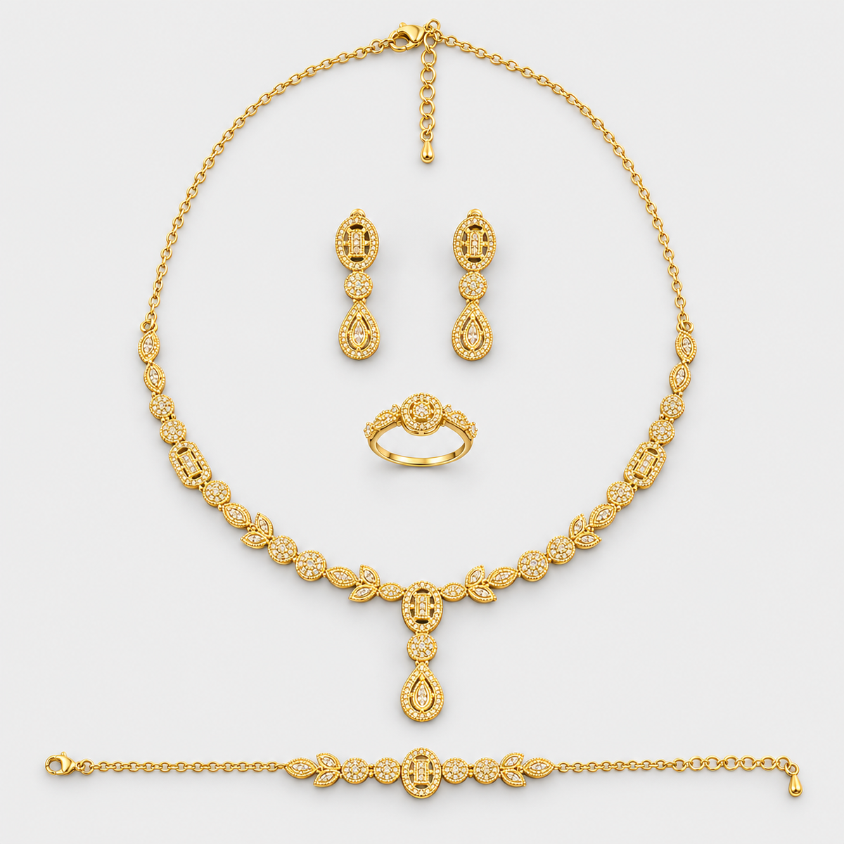 Gold-Tone Teardrop Jewellery Set طقم إكسسوارات بلون ذهبي وتصميم الدمعة