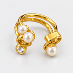 Pearl Curve Double Band Ring محبس انحناءة اللؤلؤ المزدوج
