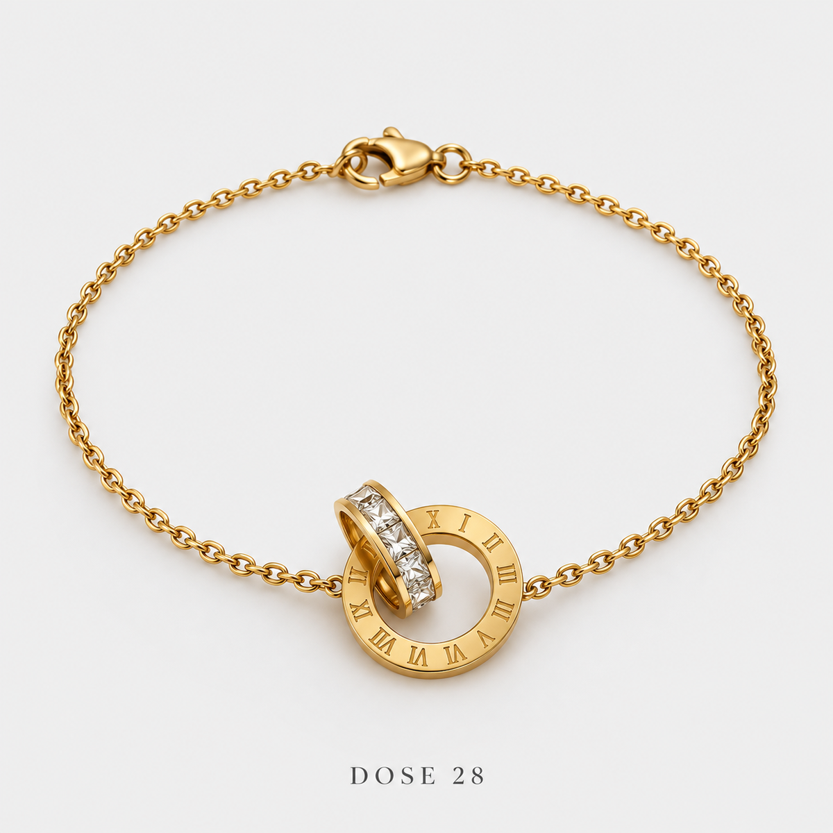 سوار الحلقتين بالأرقام الرومانية Roman Numeral Interlocking Rings Bracelet