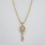 Gold-Tone Sparkling Key Pendant Necklace قلادة بمفتاح براق بلون ذهبي