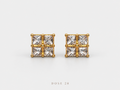 Four-Stone Square Stud Earrings تراجي المربعات الرباعية اللامعة