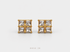 Four-Stone Square Stud Earrings تراجي المربعات الرباعية اللامعة